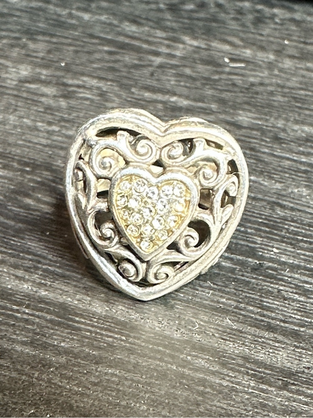 Brighton ring silver Reno heart gems Swarovski crystals 5.5-6